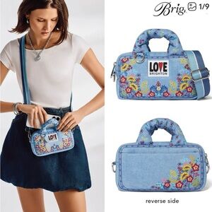 Brighton Light Blue Floral LOVE Mini Crossbody Bag